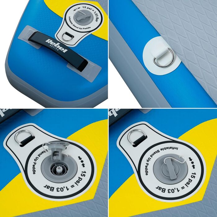 SUP дошка Rebel Electro Brett 350 см з насосом, веслом та рюкзаком (RBA-4501-BL) - надувна, Drop-Stitch