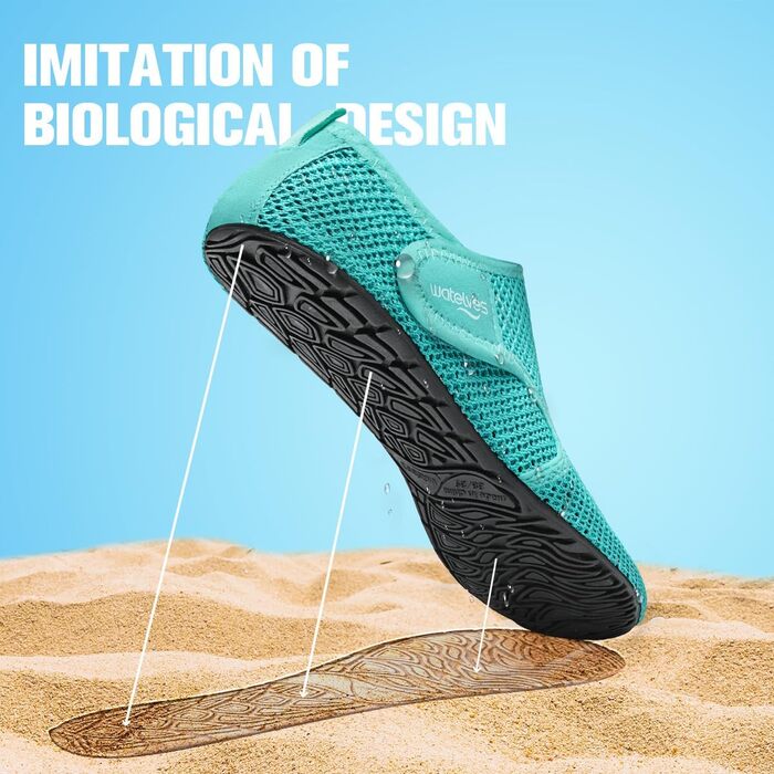 Чоловічі та жіночі аквашузи WateLves для плавання та відпочинку на пляжі. Швидка сушка, дихаючі, унісекс (36/37 EU, C Mondgrün)