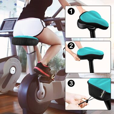 Покриття для велосипедного сидіння Sattelbezug, 27 x 25 см, широке, гелеве, для стаціонарних велосипедів, велотренажерів, спиннингу, з гелевою подушкою, м'яке, небесно-блакитне