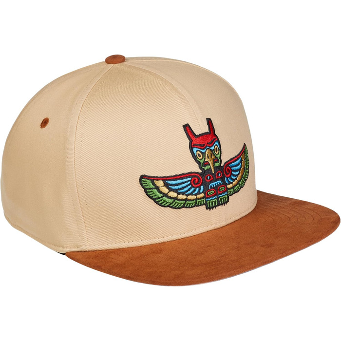 Кепка-снэпбек Cadency унісекс з прямим козирком, регульований розмір, бежевий колір з принтом Totem