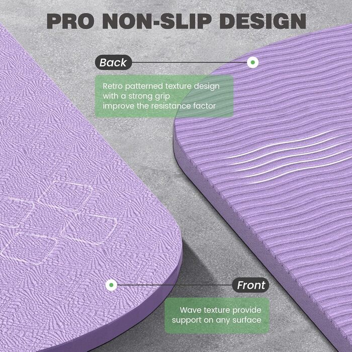 Йога мат Soontrans, 8 мм, TPE, з гумовими стрічками, килимком для колін, фітнес мат для пілатесу та тренувань (фіолетовий, 183x68 см)