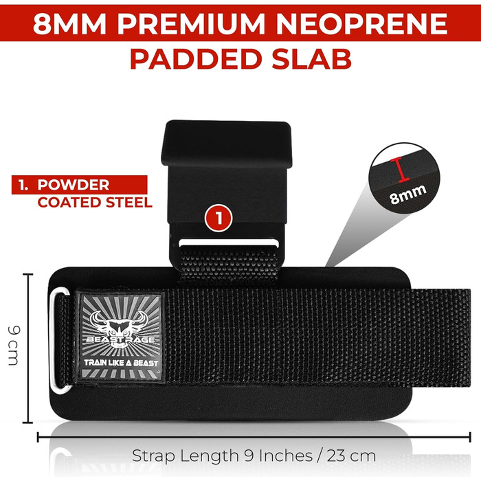 Набори для важкої атлетики BEAST RAGE: гаки для штанги, ремені на зап'ястя, неопренові, з підкладкою, гумовані, фітнес-бандажі, антиковзаючі, для тяги, тренувань, спортзалу, воркауту, чоловічі та жіночі (Чорний)