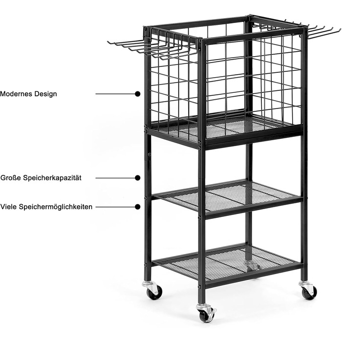 Стійка для гантелей та йога-матів LIANTRAL з колесами та гачками, чорна. Багатофункціональна стійка для зберігання спортивного обладнання для дому