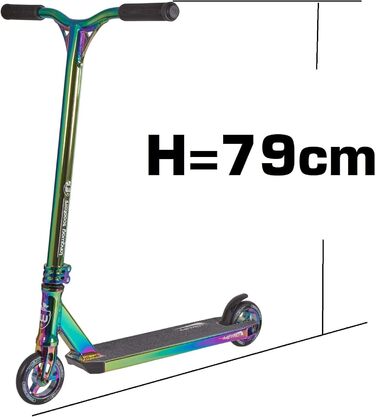 Трюковий самокат Longway Metro 79 см для парку, неохром, наклейка Fantic26