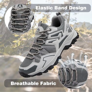 Чоловічі туристичні черевики для трекінгу та хайкінгу. Легкі похідні черевики для кемпінгу та трейлраннінгу (40 EU, Сірий)