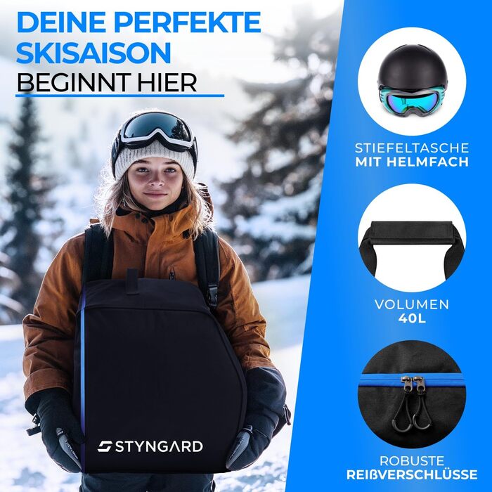 Чохол для лижних черевиків дитячий ISCHGL (Чорно-синій) 40L з відділенням для шолома та аксесуарів