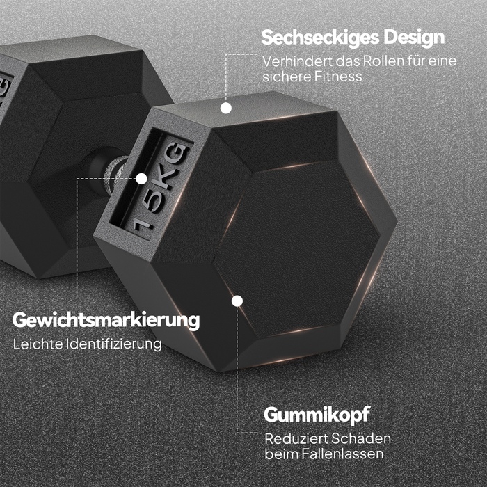 Штанги HOMCOM з рифленим руків'ям, гантелі з чавуну, 2 x 15 кг, гантелі для чоловіків та жінок