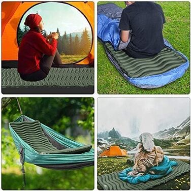 Килимок для кемпінгу Unigear 500g, Ultralight, надувний, 150x60 см, для туризму та відпочинку на природі, армійний зелений з подушкою