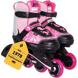 Інлайневі ролики Best Sporting для дітей, регульовані по розміру, з гальмом, зелено-чорного (рожево-чорного) кольору