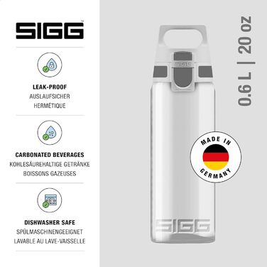 SIGG пляшка для води Tritan ONE, прозора, 0,6 л, для газованих напоїв, без BPA, легка, герметична, придатна для миття в посудомийці