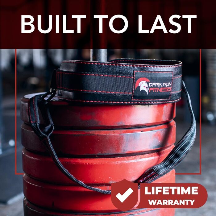 Лідерний пояс для віджимань Dark Iron Fitness з нейлоновою петлею для додаткових ваг (до 122 кг) - 100% шкіряний пояс для чоловіків та жінок, бодібілдингу - аксесуари для спортзалу