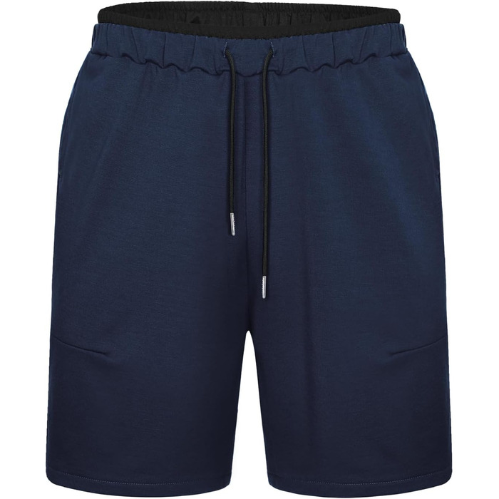 Чоловічі спортивні шорти Soer Activewear з кишенями та блискавкою, бавовняні шорти для бігу та відпочинку, темно-сині (L)