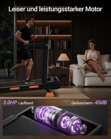 Бігова доріжка LONTEK складана для дому з нахилом, 10 км/год, 16%, LED-дисплей, пульт ДУ, 3.0 к.с., макс. навантаження 159 кг, чорна