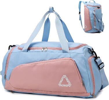 Спортивна сумка для жінок 45L з відділенням для взуття, водонепроникна, для подорожей, тренувань, басейну, фітнесу, спорту, відпочинку. (Зелена, рожева)