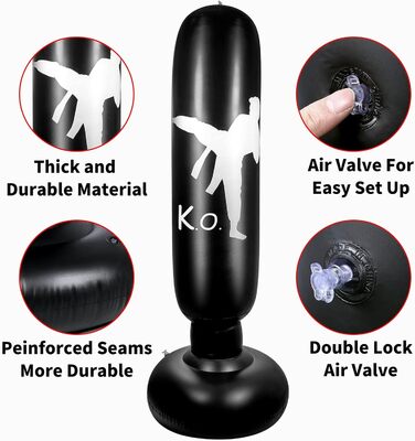 Дитячий боксерський мішок YAVOCOS 160 см, надувний боксерський мішок для дітей, підлітків та дорослих, для кікбоксингу, карате, ММА, боксу, домашніх тренувань