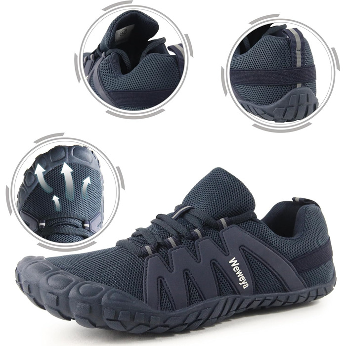 Жіночі кросівки для тренувань Weweya: мінімалістичні, для трейлраннінгу, широка передня частина, блакитні, регульований язик (39 EU)