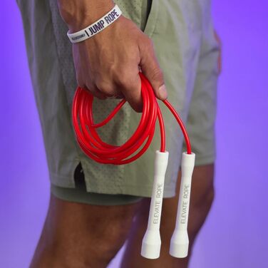 Стрибкове канат Elevate Speed Rope MAX - професійний, з міцного PVC, з нейлонового сердечника, 5 мм, довжина до 3 метри, з червоними ручками