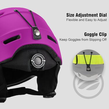Шолом гірськолижний для дорослих, чоловічий, жіночий, дитячий. Сертифікований шолом для катання на лижах та сноуборді (фіолетовий, M: 54-58 см)