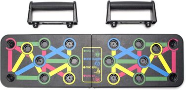 JL Sport Тренажер для віджимань 14-в-1 Push-Up Rack Board для дому та фітнесу, чорний, багатокольоровий