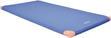 Гімнастичний мат Grevinga 200x100x6 см, м'який, з шкіряними кутами, синій