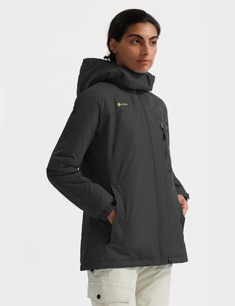 Жіноча лижна куртка GEMYSE: водонепроникна, вітронепроникна, з флісовою підкладкою, для активного відпочинку на снігу (M, сірий)