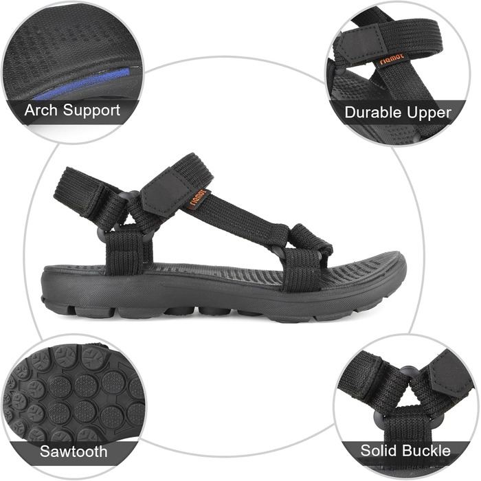 Жіночі сандалії Riehmot для активного відпочинку, чорні, 41 EU