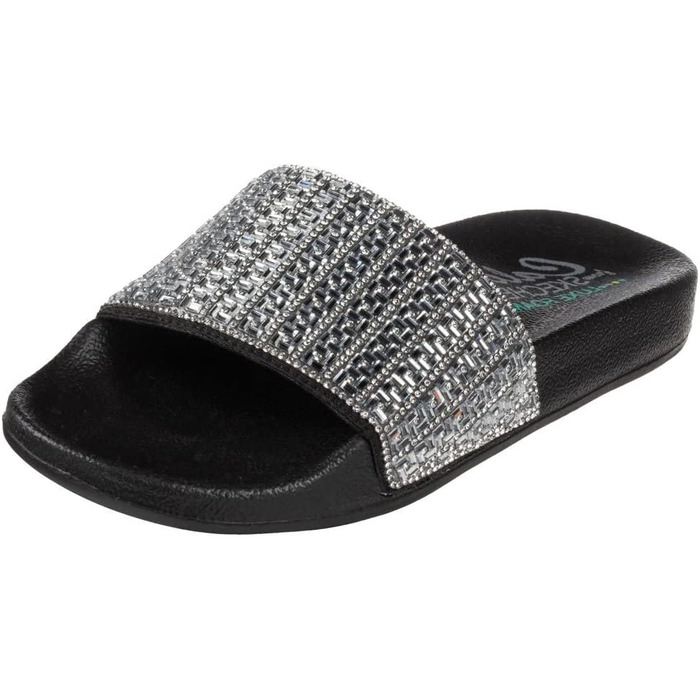 Сліпони жіночі Skechers 39 EU, чорні, з канвасу та оздобленням стразами