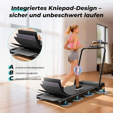 Складана бігова доріжка для дому та офісу Enboy, швидкість 12-14 км/год, ручне регулювання нахилу, LED-дисплей, максимальна вага 150 кг