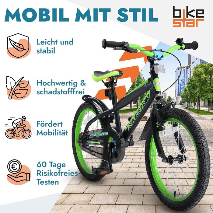 Дитячий велосипед BIKESTAR 18 дюймів для хлопчиків і дівчаток від 5 років Urban Jungle