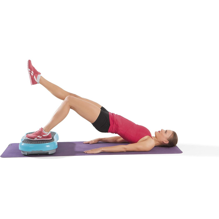 VITALmaxx Вібротренажер 200 Вт, 4-частини, блакитний, LCD-дисплей, пульт дистанційного керування, 99 рівнів вібрації, 9 програм, 3 зони вібрації, еспандери з ручками