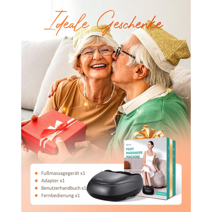 Масажер для ніг KNQZE Shiatsu з підігрівом, для фасціїту та зняття болю (сірий)