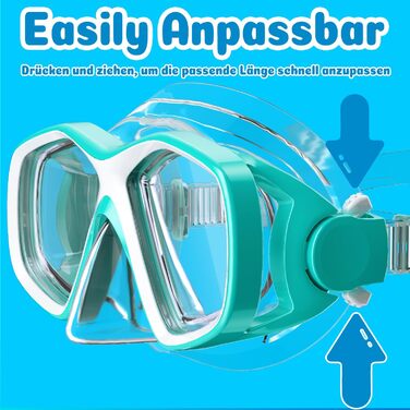 Дитяча маска для снорклінгу COOLOO з тканиною, дитячі окуляри для плавання з насадкою на ніс для хлопчиків і дівчаток-підлітків, 【Патентовано】Маска для снорклінгу 180° Панорама HD, проти запотівання, проти протікання для дітей 4-16 років (4 моделі 2/ Зеле