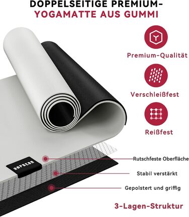 Йога мат TPE HAPBEAR XXL 183x76x5 мм - неслизька, для фітнесу, з резинками та сумкою