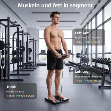 Вага для вимірювання жиру в тілі з 8 електродами, персональна вага з великим дисплеєм, Bluetooth, аналіз складу тіла, 180 кг, BMI, протеїн, BMR