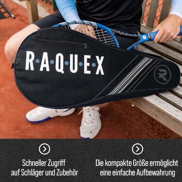 Сумка для тенісу Raquex (синя або чорна) для 2 ракеток + аксесуари, плечовий ремінь