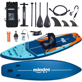 Надувний SUP Борд Zupapa 366см/320см | Комплект Stand Up Paddle Board з сидінням для каяка | З аксесуарами (320см, 366см, Чорний, Білий, Сірий, Синій, Оранжевий)