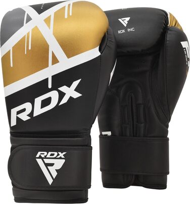 Боксерські рукавички RDX EGO для Муай Тай, кікбоксингу та MMA, шкіра Maya Hide, тренувальні, 8-16oz, чорні з золотом, для дорослих