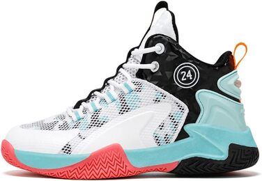 Дитячі баскетбольні кросівки Kinder High-Top з амортизацією, легкі, антиковзкі, дихаючі, унісекс, 38 EU, білі/чорні