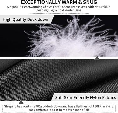 Спальний мішок Naturehike 750FP, 4 сезони, теплий зимовий, ультралегкий, для кемпінгу (CW700/Сірий/L)