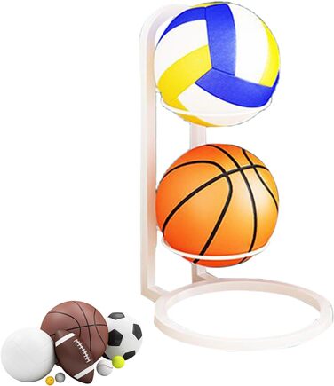 Стенд для м'ячів: баскетбол, футбол, волейбол, металевий, 2 яруси, білий