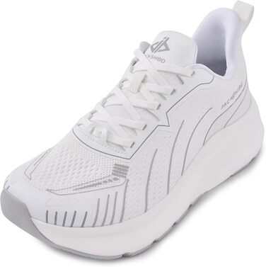 Чоловічі кросівки JACKSHIBO з широкою передньою частиною та підтримкою склепіння стопи. Підходять для бігу, ходьби, тенісу та занять спортом. Ортопедичне взуття для плоскостопості, без каблука, з товстою підошвою. Розмір 42.5 EU, білий колір.