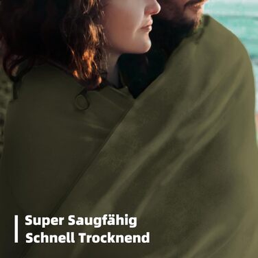 Набір рушників Damoguin 3 шт. з мікрофібри (великий 180x80 см, 2 шт. малий 80x40 см) - спортивні, пляжні, для подорожей (армійний зелений)