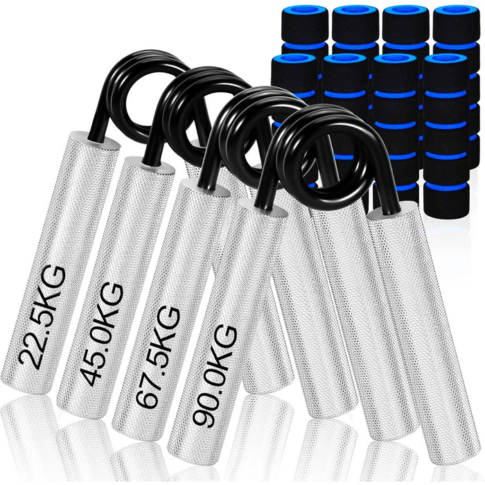 Набір з 4 тренажерів для рук та пальців, алюмінієвий тренажер передпліччя, тренажер для сили хвата, тренажер для м'язів рук, для зміцнення хвата, нарощування м'язів та реабілітації рук (50/100/150/200 lbs)