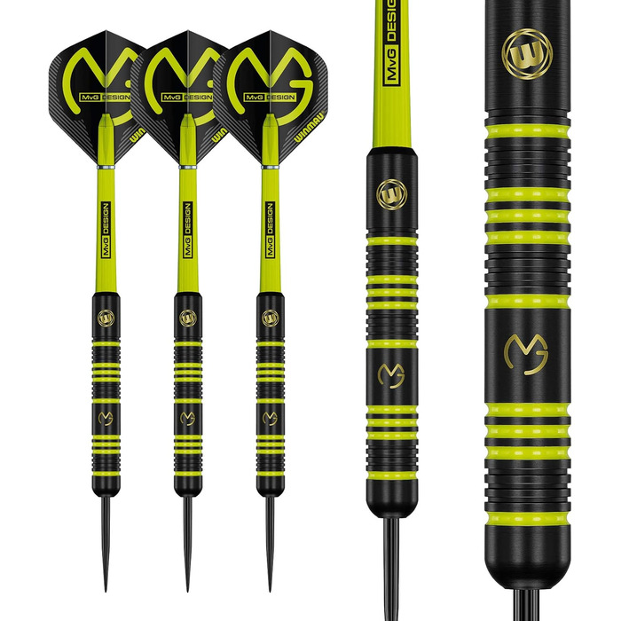 Дарти WINMAU Michael Van Gerwen MvG Ambition Professional - набір (сталеві/м'які, латунь) з пір'ям та стрижнями