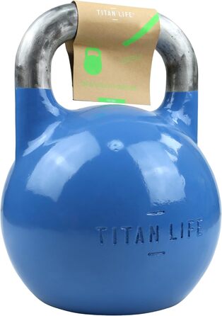 TITAN LIFE PRO Гиря для кросфіту 12 кг, сталева, професійна, з великою основою, для змагань, синя
