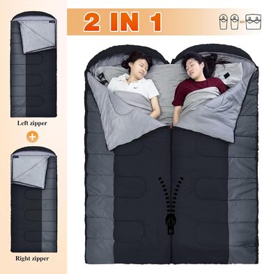 Сплячий мішок Outdoor для дорослих, зимовий, водонепроникний, 3-4 сезони, з компресійним мішком, 0℃, чорний, 220x85 см