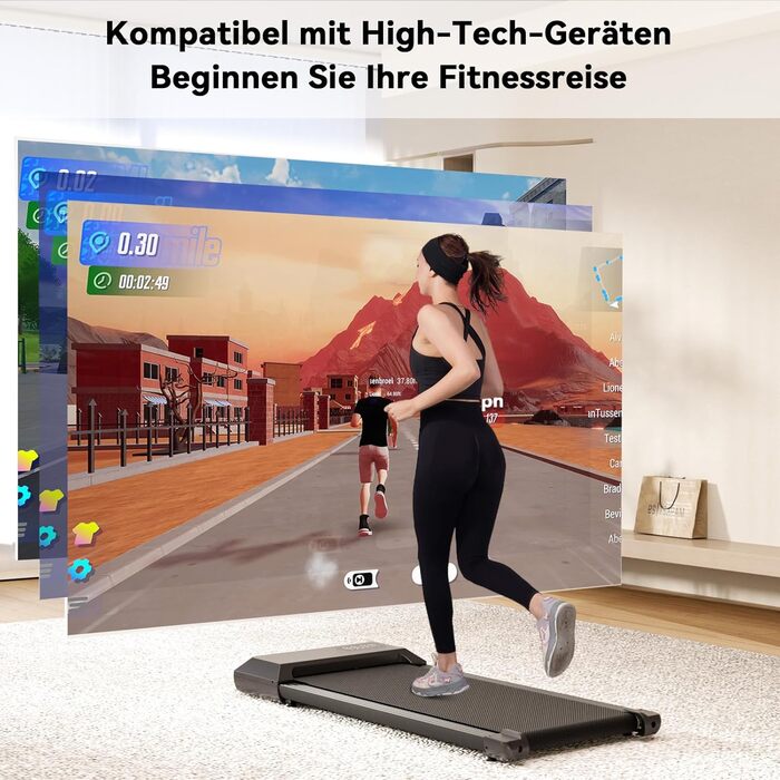 Бігова доріжка Walking Pad Lacuffy 2,5 к.с. для дому, до 136 кг, з додатком, тренуваннями та онлайн-змаганнями