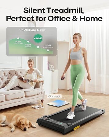 Бігова доріжка UREVO Smart Walking Pad під стіл з амортизацією та додатком: для дому, офісу, чорний 38x90 см