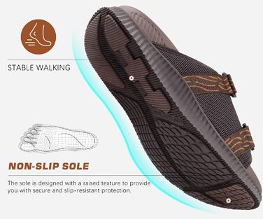 Чоловічі спортивні сандалі KuaiLu з м'якою устілкою, літні шльопанці на липучці, коричневі, 44 EU