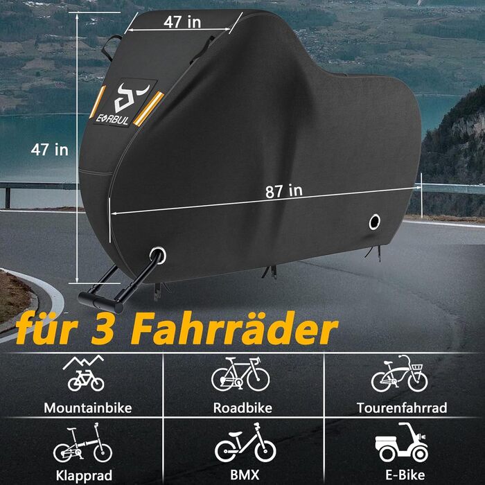 Водонепроникний чохол для велосипедів EVRBUL на 1-2 велосипеди, 210 x 110 x 76 см, 420D, захист від дощу, сонця, вітру, з отвором для замка, підходить для гірських, шосейних та електровелосипедів